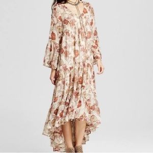 Mossimo Supply Co Boho Farmhouse Floral Ruffle Trimmed Hi Low Midi Dress